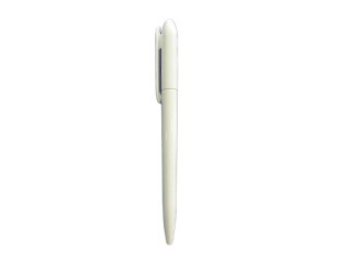 Plastična bela tanka hemijska olovka sa okretnim mehanizmom (301732)