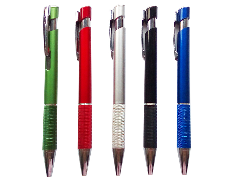Plastična hemijska olovka sa aluminijumskim gripom i metalnom klipsom (301719-1)